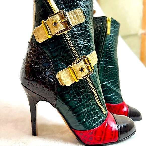 Luciano Padovan Italian Stylish Authentic Crocodile Skin Heeled Boots Size 36 - Picture 8 of 16